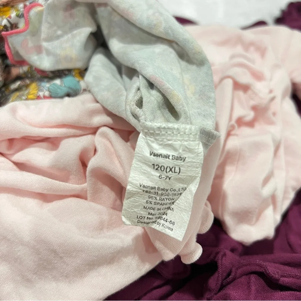 Vaenait Baby Pajama Bundle Lot 6 Pieces Size 120 (XL) 6-7 Years Old Girls Soft